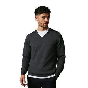 Maine Mens  Cotton V Neck Sweater / Gray